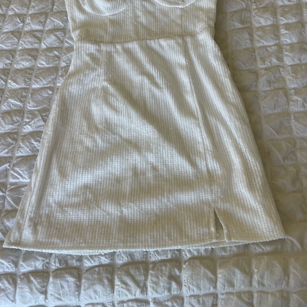 Lulus glowing white sequin bustier tie strap mini dress - Picture 7 of 13